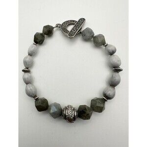 B&B Labradorite Seed Beaded Toggle Bracelet 8”